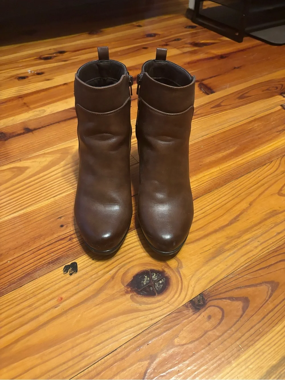 Life Stride Brown Leather Ankle Booties